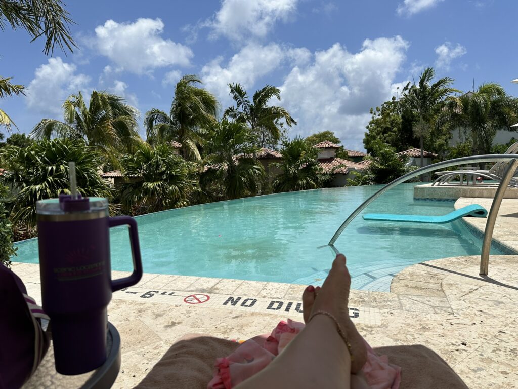 Chilling by the pool in Grenada